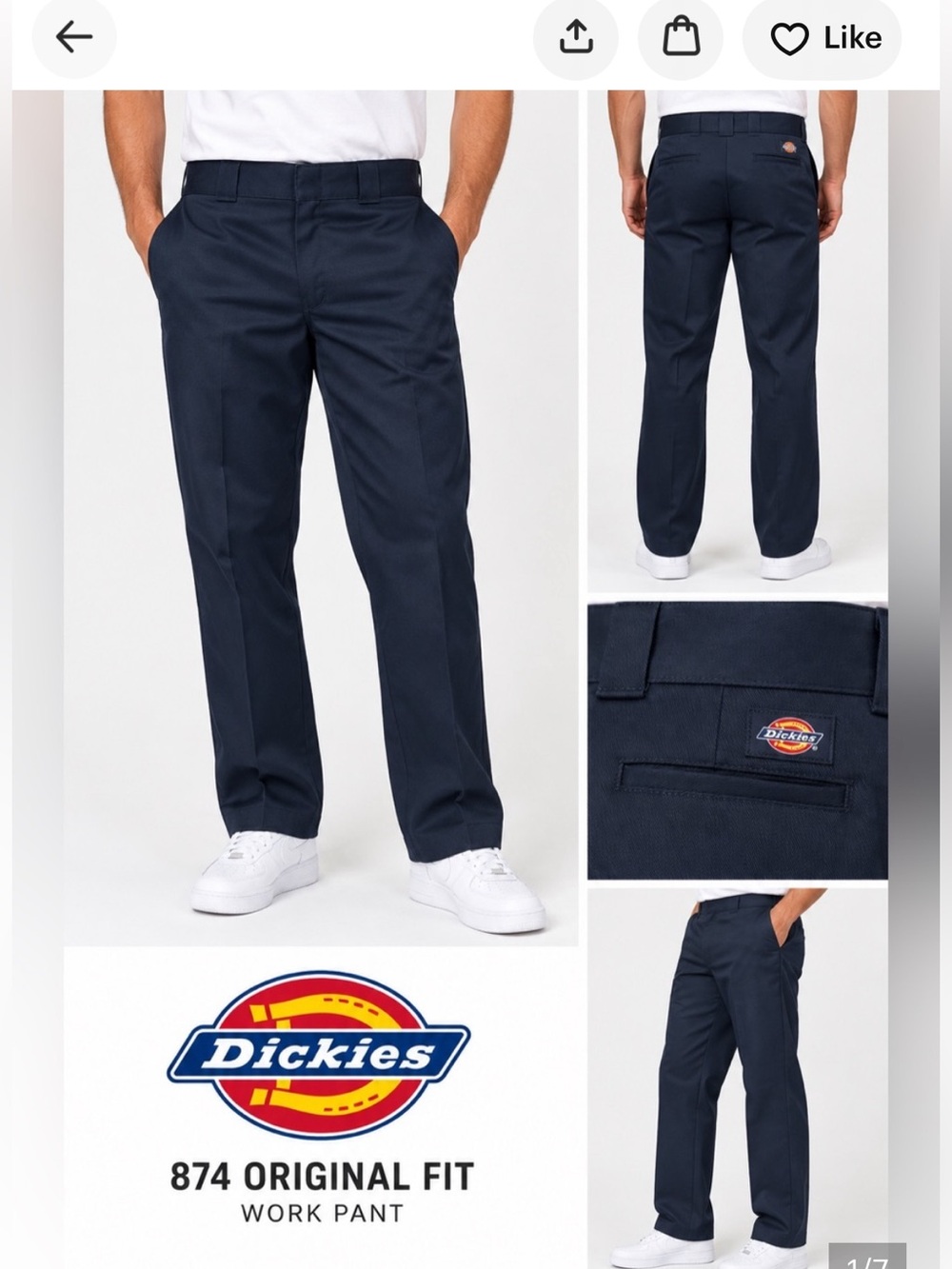Dickies Bundle of Two New Men's Chino Pants in Navy and Brown 874 Original Fit